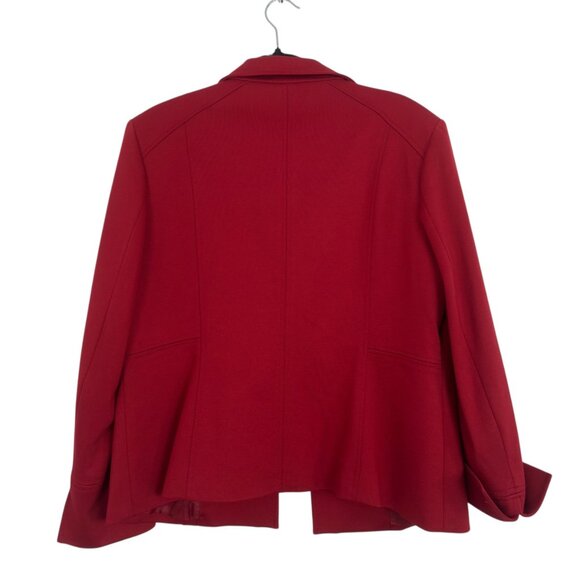 Kasper Womens Red Open-Front Blazer Jacket Size 16 Polyester Blend Long Sleeve - Picture 16 of 16